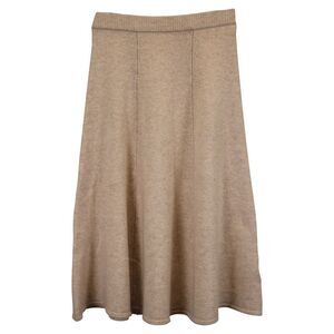 LoveShackFancy A-Line Skirt in Beige Wool